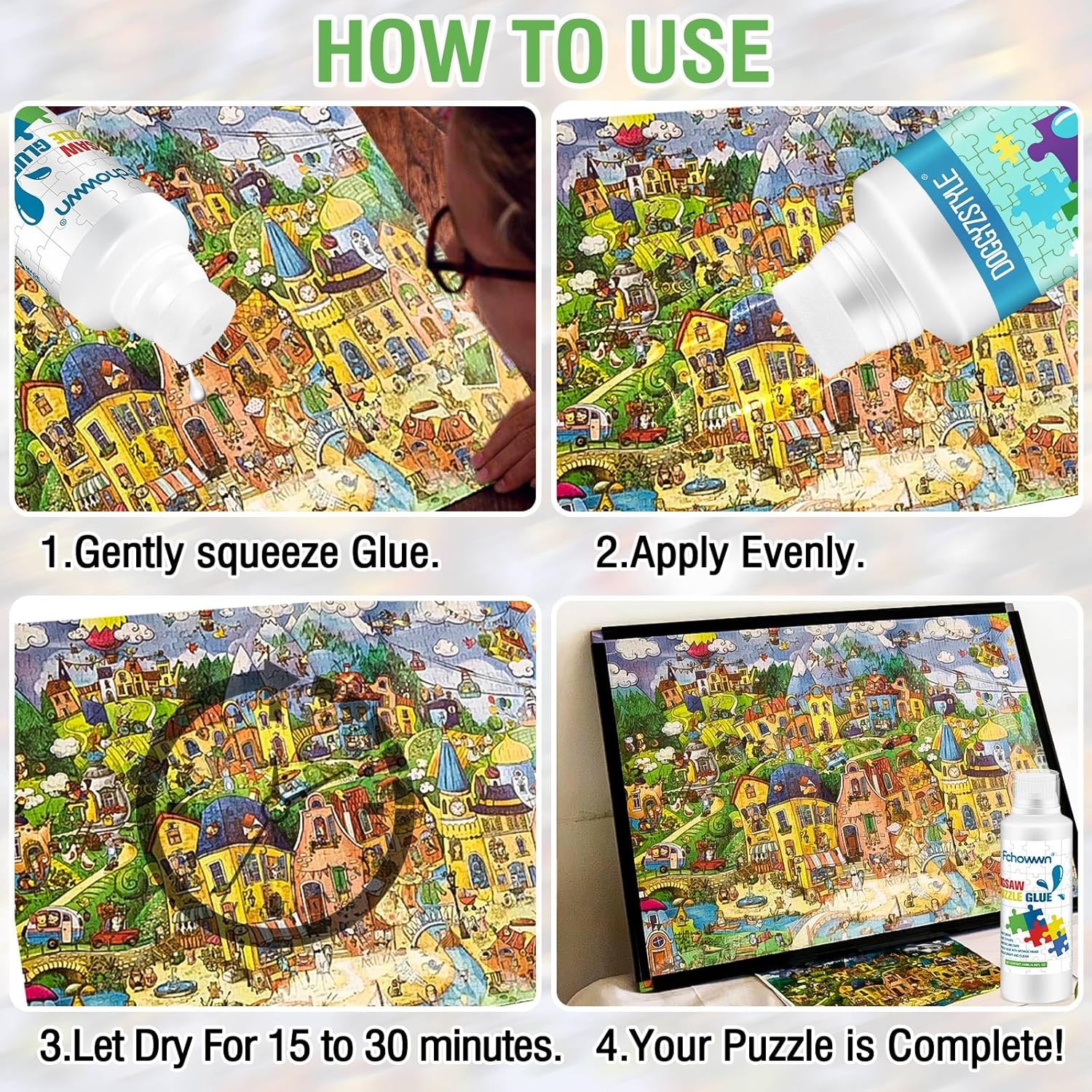 Jigsaw Puzzle Glue Clear,Updated Jigsaw Puzzle Glue with New Sponge Head,Non Toxic and Fast Drying,Easy to Use Adhesive for Preserving Puzzle Art Enrich Your Puzzle Experience,120ml X 2 6 Jigsaw Puzzle Glue Clear,Updated Jigsaw Puzzle Glue with New Sponge Head,Non Toxic and Fast Drying,Easy to Use Adhesive for Preserving Puzzle Art Enrich Your Puzzle Experience,120ml X 2 - الصورة 6