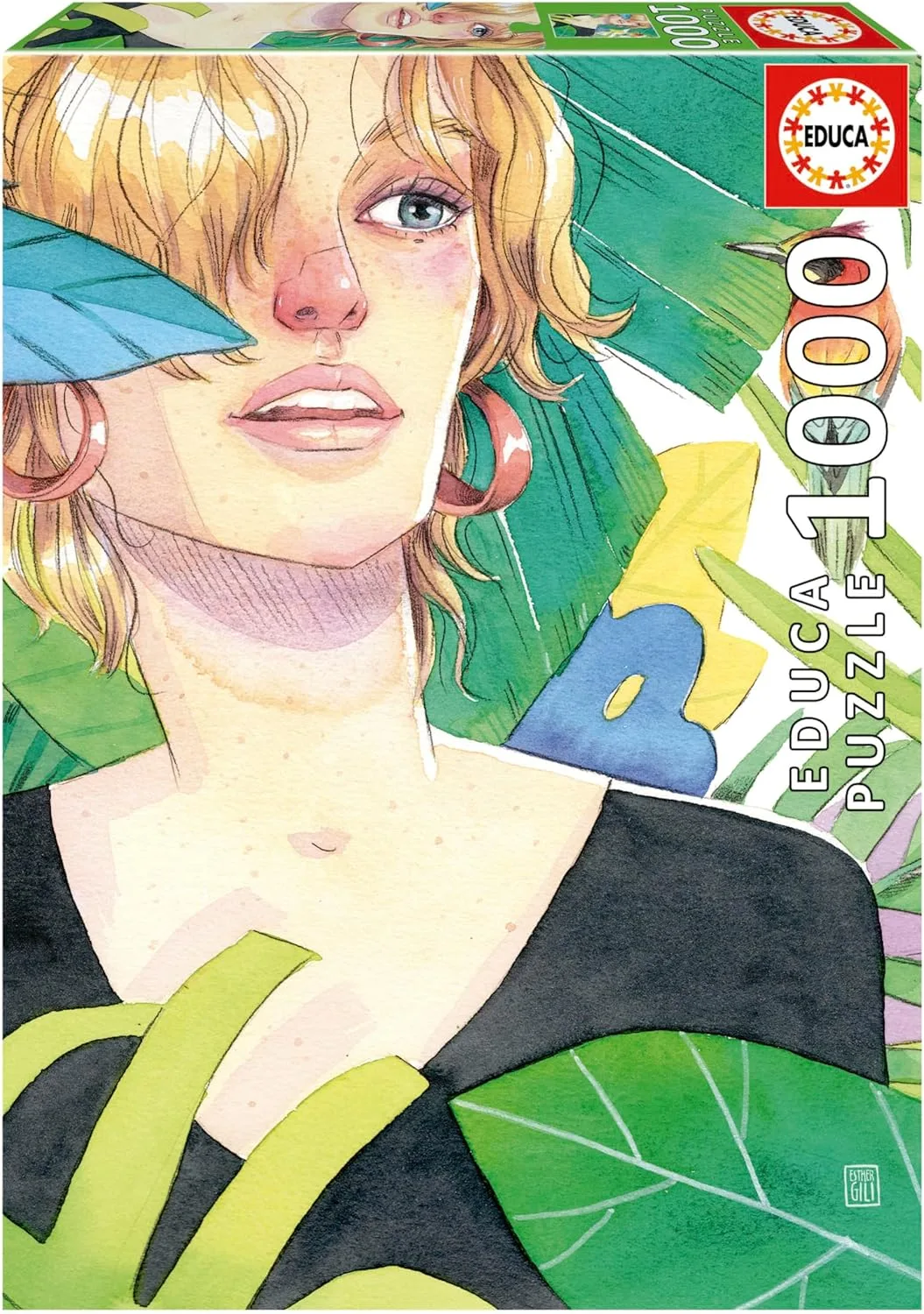 Educa - Tropical, Esther Gili | 1000 piece puzzle. Measurement: 48 x 68 cm. Fix Puzzle glue included. +14 Years (19571)