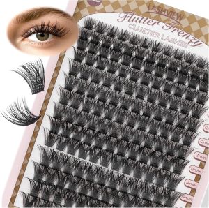 LASHVIEW Lash-Extension-Clusters 168pcs D Curl Lash Clusters Natural Look Cluster Lashes Extensions Super Thin Band & Soft Lashes Reusable 9-16mm MIX (56D)