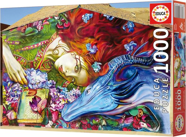 ⁦Educa - Street Art by Lily Brick - Sant Jordi - 1000 Piece Jigsaw Puzzle - Puzzle Glue Included - Completed Image Measures 26.77" x 18.9" - Ages 14+ (19926)⁩ - الصورة ⁦6⁩