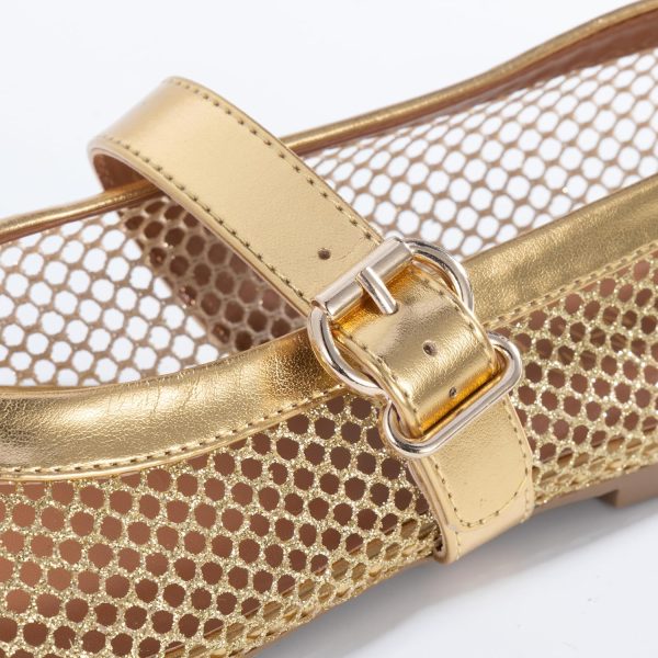 ⁦EMMA NEW YORK Women’s Mesh Ballet Flats – Fishnet Mary Jane Flats with Adjustable Buckle Strap, Breathable & Stylish Ballerina Shoes⁩ - الصورة ⁦2⁩