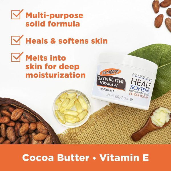 ⁦Palmer's Cocoa Butter Formula Daily Skin Therapy Solid Lotion with Vitamin E, Body Moisturizer for Extremely Dry Skin, Softens and Soothes, 7.25 Ounces (Pack of 3)⁩ - الصورة ⁦3⁩
