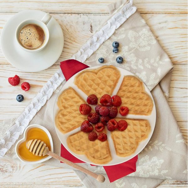 ⁦Halamodo Heart Waffle Maker - Make 5 Heart-Shaped Waffles, Nonstick, Easy to Clean, Electric Griddle Iron⁩ - الصورة ⁦4⁩