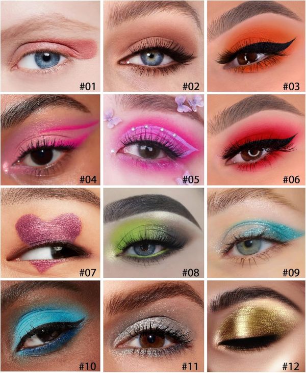 ⁦Excefore Eyeshadow Stick Colorful Set, Shimmer Glitter Pearl Cream EyeShadow Stick, Eyeshadow Crayon Shiny Colored Sticks, Eyeshadow Pen Eye Makeup Long Lasting Smooth Eye shadow Stick⁩ - الصورة ⁦4⁩