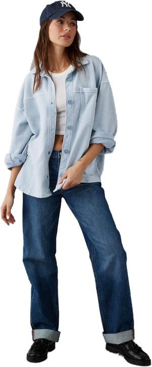 American Eagle Women 332049119_Amec401 Oversized Knit Button-Up Shirt