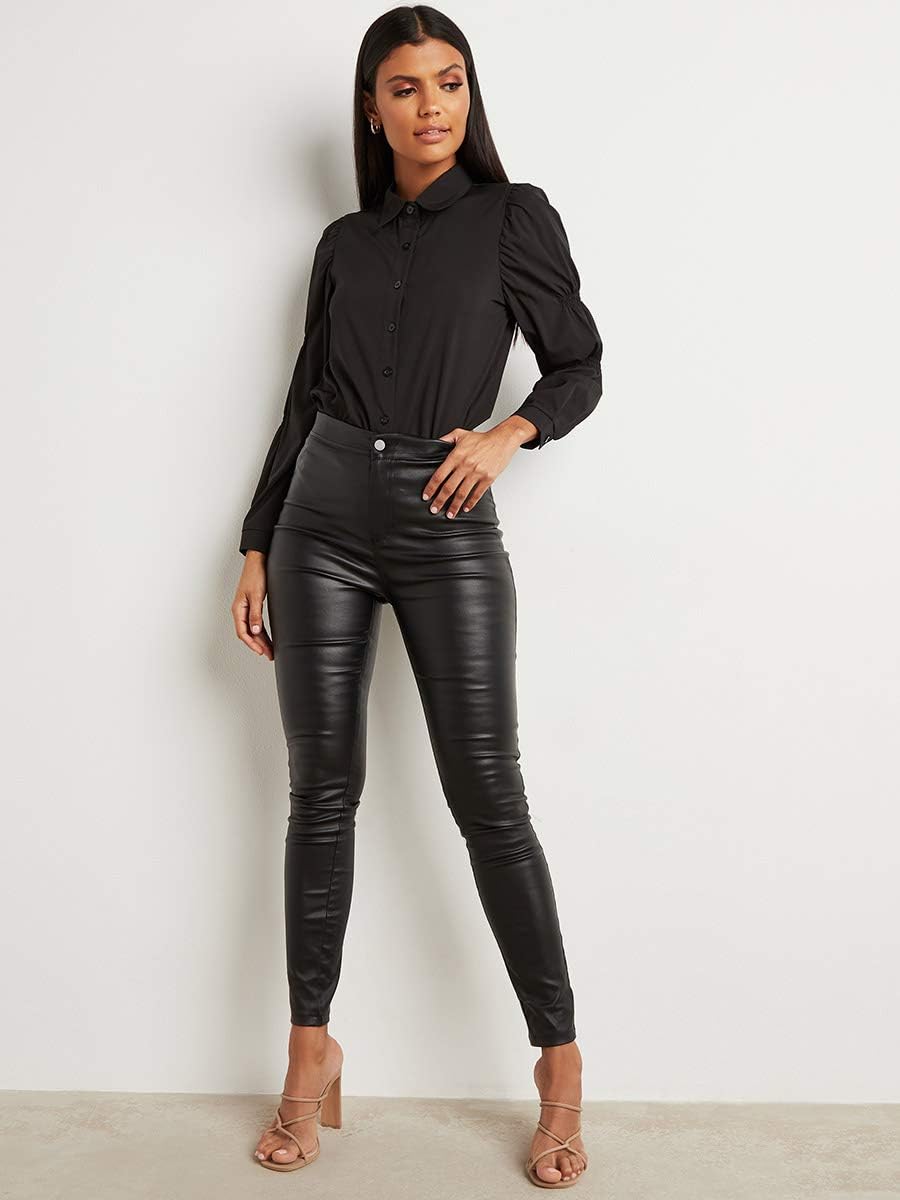 Button Through Puff Sleeves Shirt For Women Black Closet by Styli 2 Button Through Puff Sleeves Shirt For Women Black Closet by Styli - الصورة 2