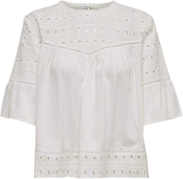 Only Women's Onlirina Emb Anglaise Dnm Top Noos Blouse