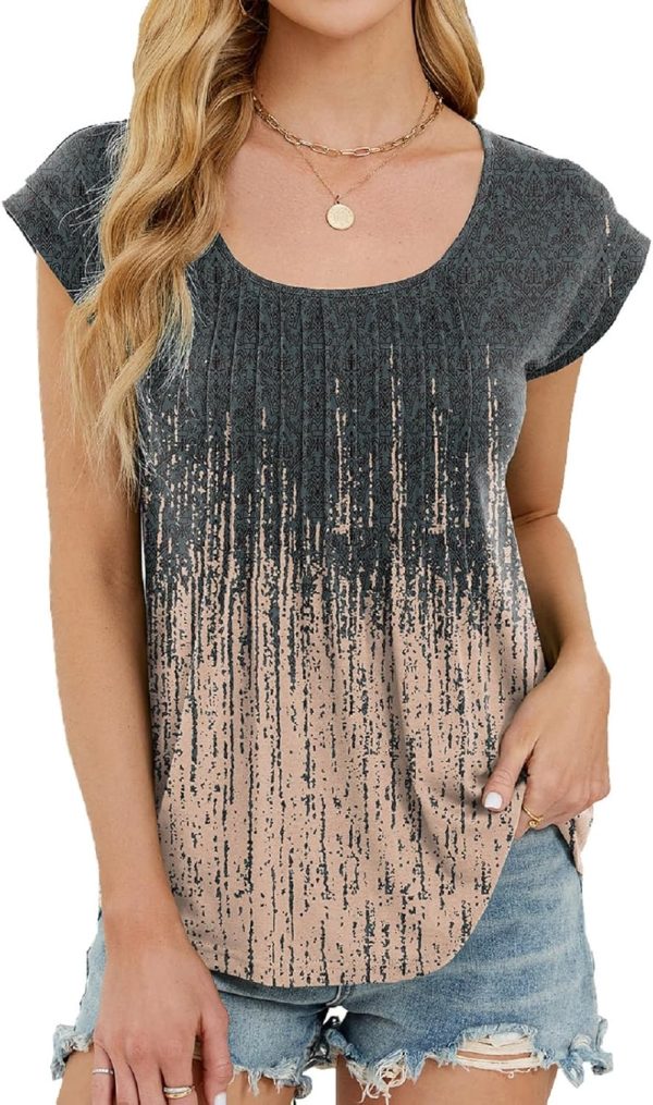 PICKLION Women's Short Sleeve Tops Summer Round Neck Blouse T Shirts for Women Ladies Casual Loose Fit Shirts Blouses