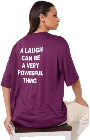 Styli Women's Slogan Print Round Neck Oversized T-Shirt