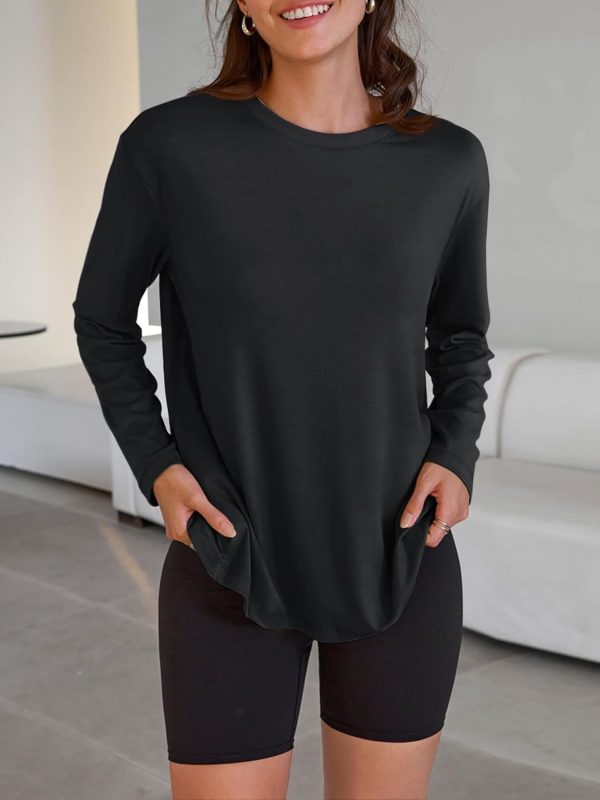 ⁦Trendy Queen Womens Oversized Long Sleeve T Shirts 2025 Basic Crewneck Tee Fall Tops Casual Workout Y2K Clothes⁩ - الصورة ⁦2⁩