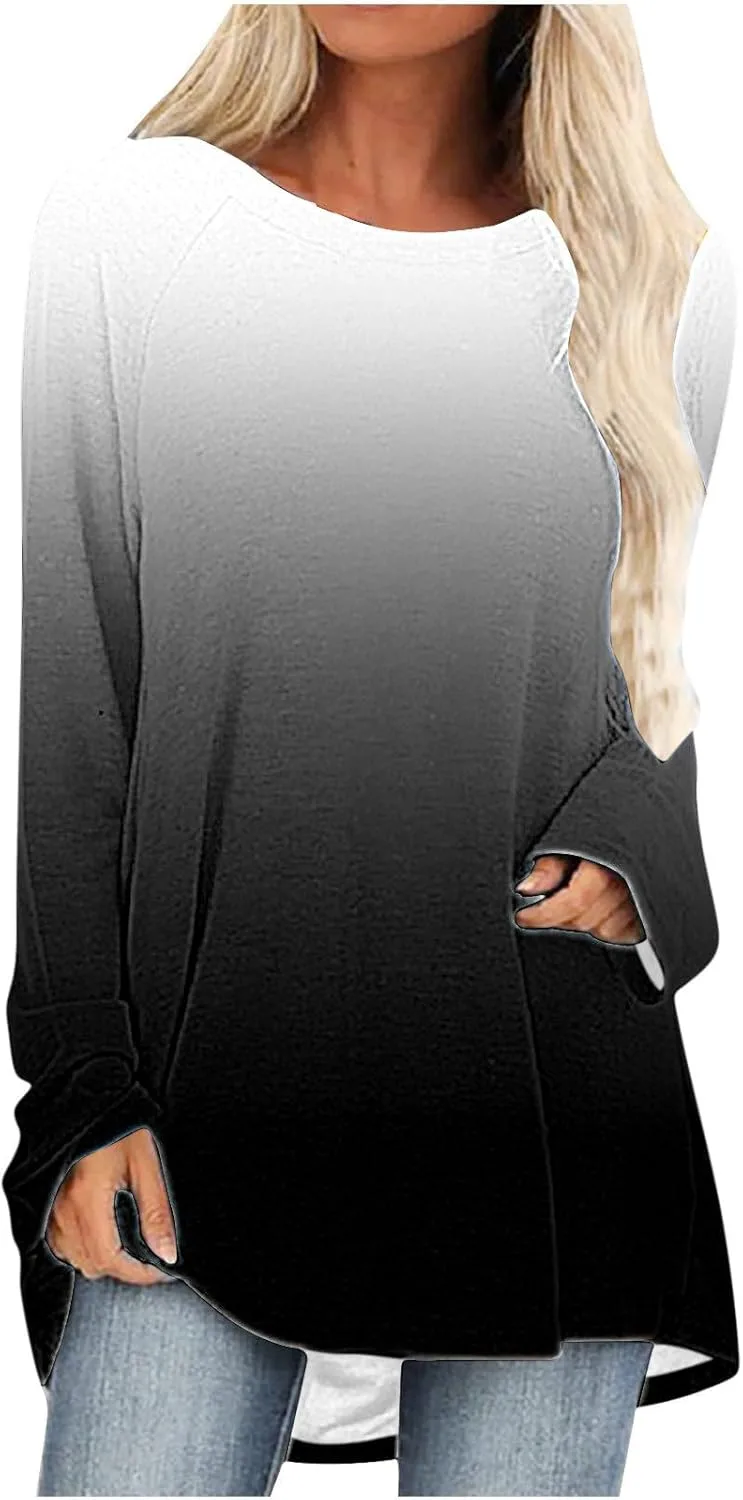 Tunic Tops for Women Loose Fit Dressy Crew Neck Blouses jpg
