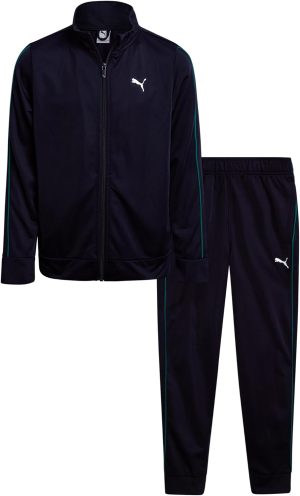 PUMA Boys' Pants Set - 2 Piece Tricot Athletic Zip Up Jacket Sweatshirt and Active Jogger Pants - Boys Activewear Set (4-16), Size