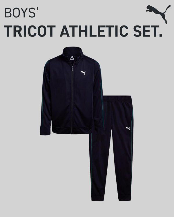 ⁦PUMA Boys' Pants Set - 2 Piece Tricot Athletic Zip Up Jacket Sweatshirt and Active Jogger Pants - Boys Activewear Set (4-16), Size⁩ - الصورة ⁦2⁩