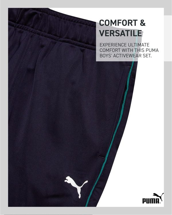 ⁦PUMA Boys' Pants Set - 2 Piece Tricot Athletic Zip Up Jacket Sweatshirt and Active Jogger Pants - Boys Activewear Set (4-16), Size⁩ - الصورة ⁦4⁩