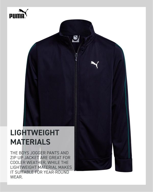 ⁦PUMA Boys' Pants Set - 2 Piece Tricot Athletic Zip Up Jacket Sweatshirt and Active Jogger Pants - Boys Activewear Set (4-16), Size⁩ - الصورة ⁦5⁩