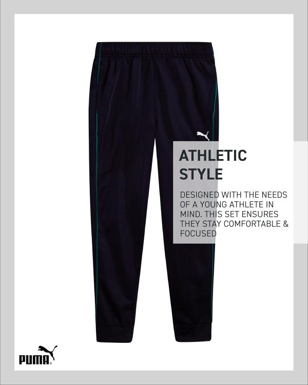 ⁦PUMA Boys' Pants Set - 2 Piece Tricot Athletic Zip Up Jacket Sweatshirt and Active Jogger Pants - Boys Activewear Set (4-16), Size⁩ - الصورة ⁦6⁩