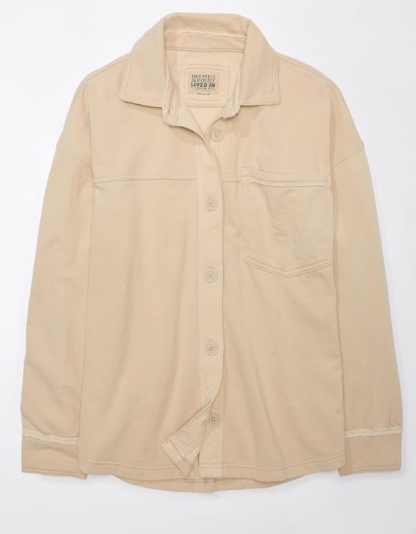 ⁦American Eagle Women 332049119_Amec209 Oversized Knit Button-Up Shirt⁩ - الصورة ⁦2⁩