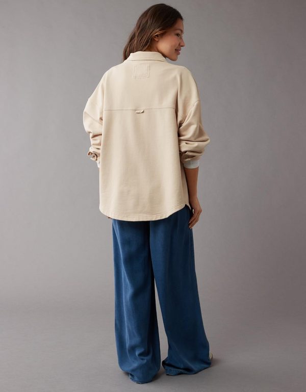 ⁦American Eagle Women 332049119_Amec209 Oversized Knit Button-Up Shirt⁩ - الصورة ⁦5⁩