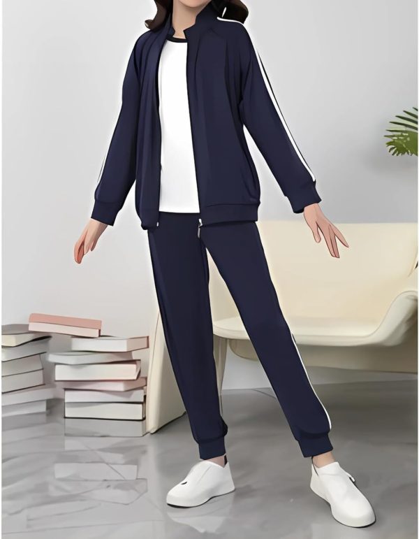 ⁦Girls 3 Piece Outfits Sweatsuit Zip Up Sweatshirt, T-shirt and Sweatpant,Tracksuit Athletic Jogger Sets, material of high quality⁩ - الصورة ⁦5⁩