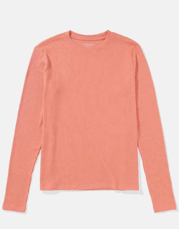 ⁦American Eagle Women's Plush Long-Sleeve Crew Neck T-Shirt M Rose⁩ - الصورة ⁦3⁩