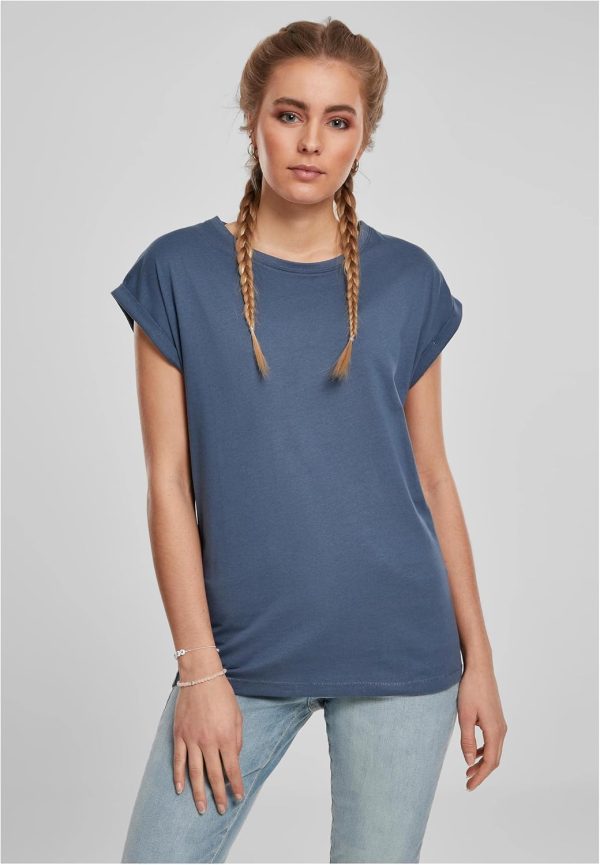 ⁦Urban Classics Womens Ladies Extended Shoulder Tee Basic T-Shirt with Capsleeves, Shortsleeve T-Shirt Top with Crew Neck (pack of 1)⁩ - الصورة ⁦7⁩