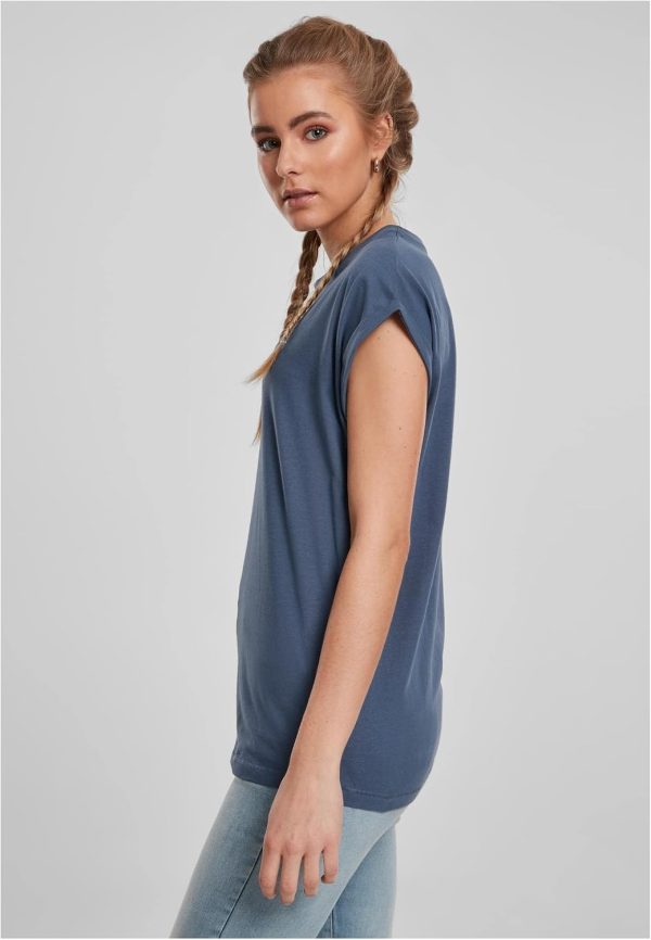 ⁦Urban Classics Womens Ladies Extended Shoulder Tee Basic T-Shirt with Capsleeves, Shortsleeve T-Shirt Top with Crew Neck (pack of 1)⁩ - الصورة ⁦9⁩