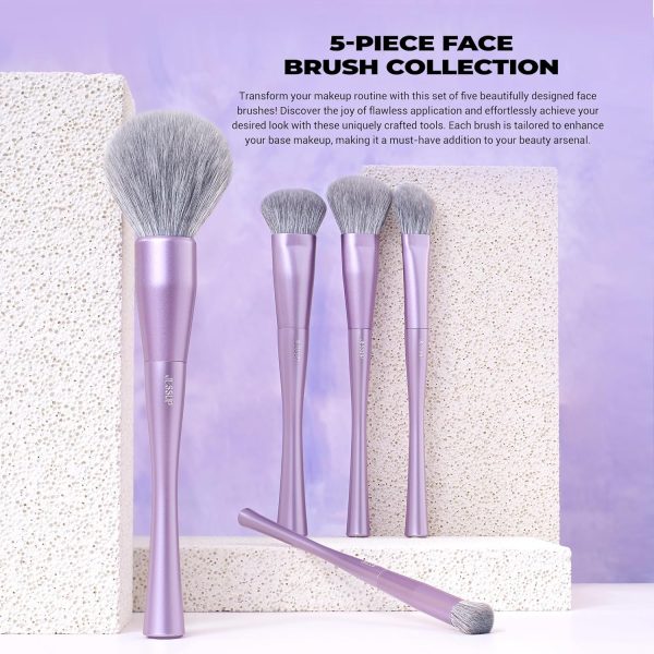 ⁦Jessup Makeup Brushes Set Professional 14pcs Vegan Make Up Brushes, Foundation Eyeshadow Concealer Contour Powder Blush Blending Eyeliner Brush, Premium Synthetic Fiber, Luxury Purple T512⁩ - الصورة ⁦3⁩