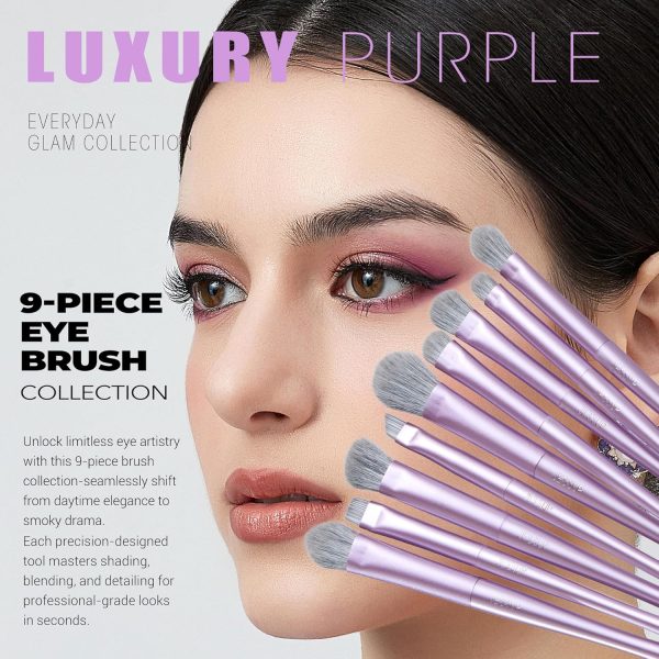 ⁦Jessup Makeup Brushes Set Professional 14pcs Vegan Make Up Brushes, Foundation Eyeshadow Concealer Contour Powder Blush Blending Eyeliner Brush, Premium Synthetic Fiber, Luxury Purple T512⁩ - الصورة ⁦4⁩