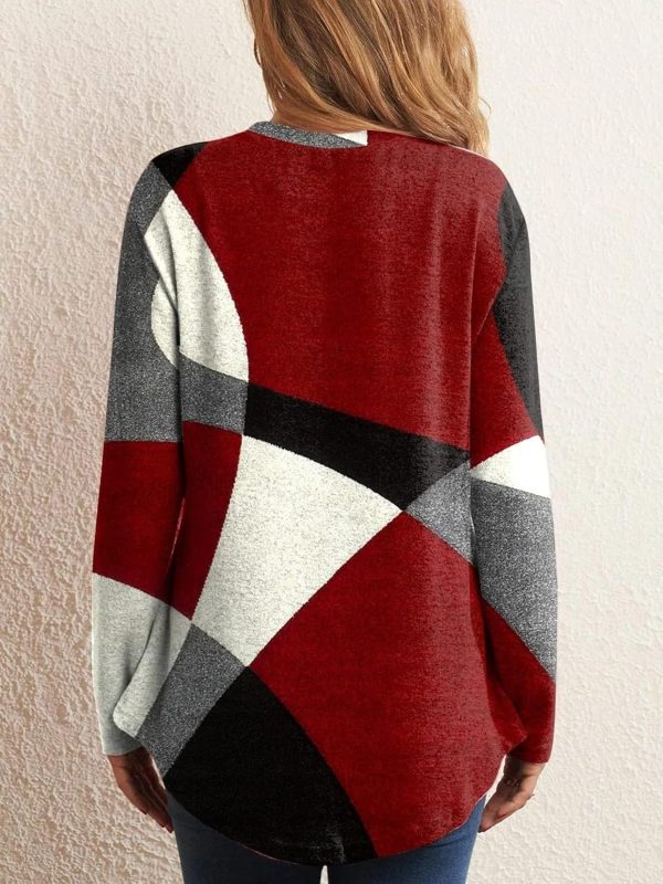 ⁦HONGDAO Women Tunics Tops Ladies Casual Shirts Long Sleeve Pullover Blouses Loose Fitting Tees Fashion Clothing Sweatshirts⁩ - الصورة ⁦3⁩