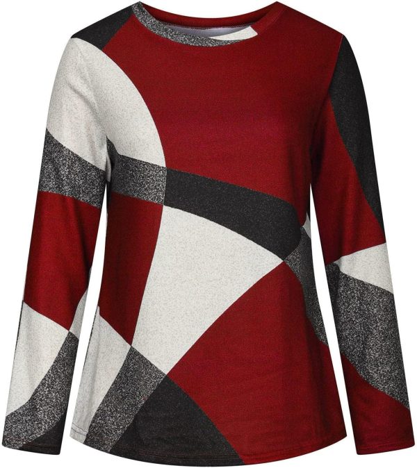 ⁦HONGDAO Women Tunics Tops Ladies Casual Shirts Long Sleeve Pullover Blouses Loose Fitting Tees Fashion Clothing Sweatshirts⁩ - الصورة ⁦4⁩