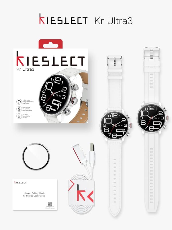 ⁦Kieslect Smartwatch Kr 3 White 47mm, 1.5" AMOLED HD, GPS, Bluetooth Call & Text, 178 Sports Modes, Health, Fitness & Sleep Tracker, 5ATM Waterproof Fit Men and Women (White)⁩ - الصورة ⁦7⁩