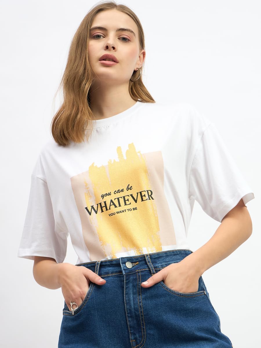 Styli Women's Slogan Print Round Neck Oversized T-Shirt 3 Styli Women's Slogan Print Round Neck Oversized T-Shirt - الصورة 3