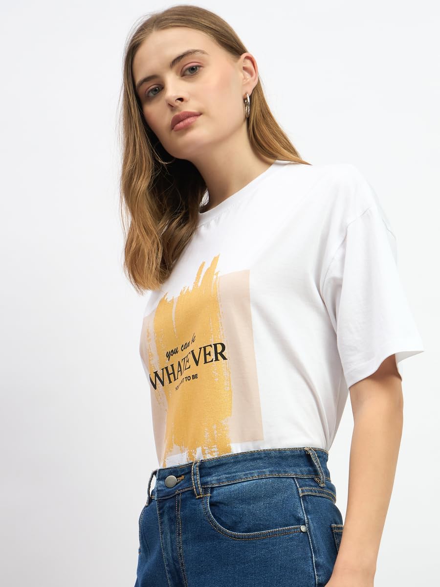 Styli Women's Slogan Print Round Neck Oversized T-Shirt 4 Styli Women's Slogan Print Round Neck Oversized T-Shirt - الصورة 4