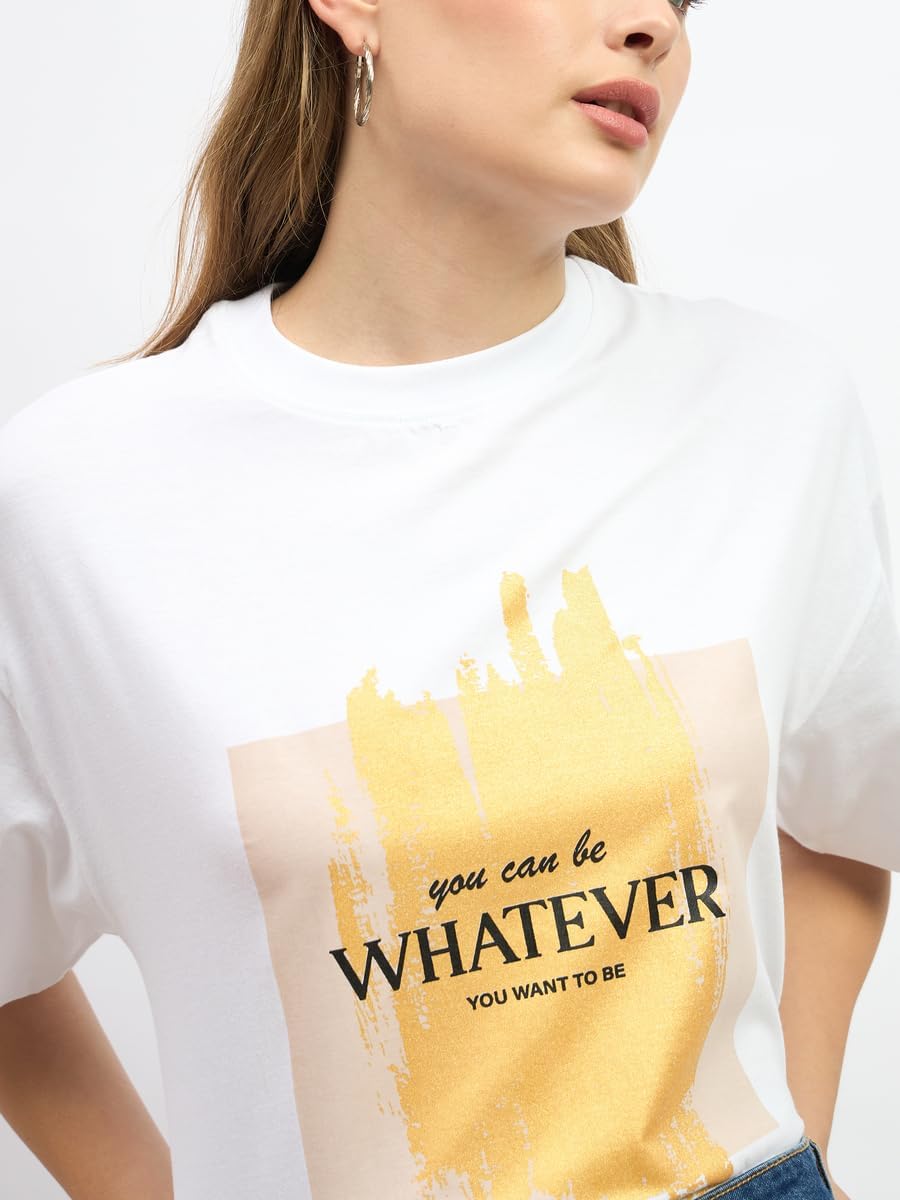 Styli Women's Slogan Print Round Neck Oversized T-Shirt 5 Styli Women's Slogan Print Round Neck Oversized T-Shirt - الصورة 5