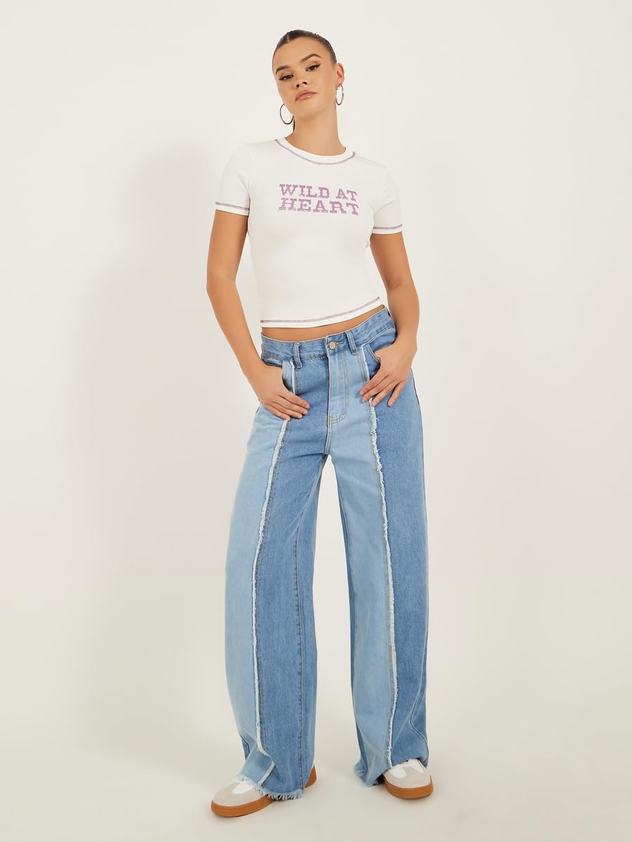 Styli Women's Slogan Print Contrast Stitch Fitted T-Shirt 3 Styli Women's Slogan Print Contrast Stitch Fitted T-Shirt - الصورة 3