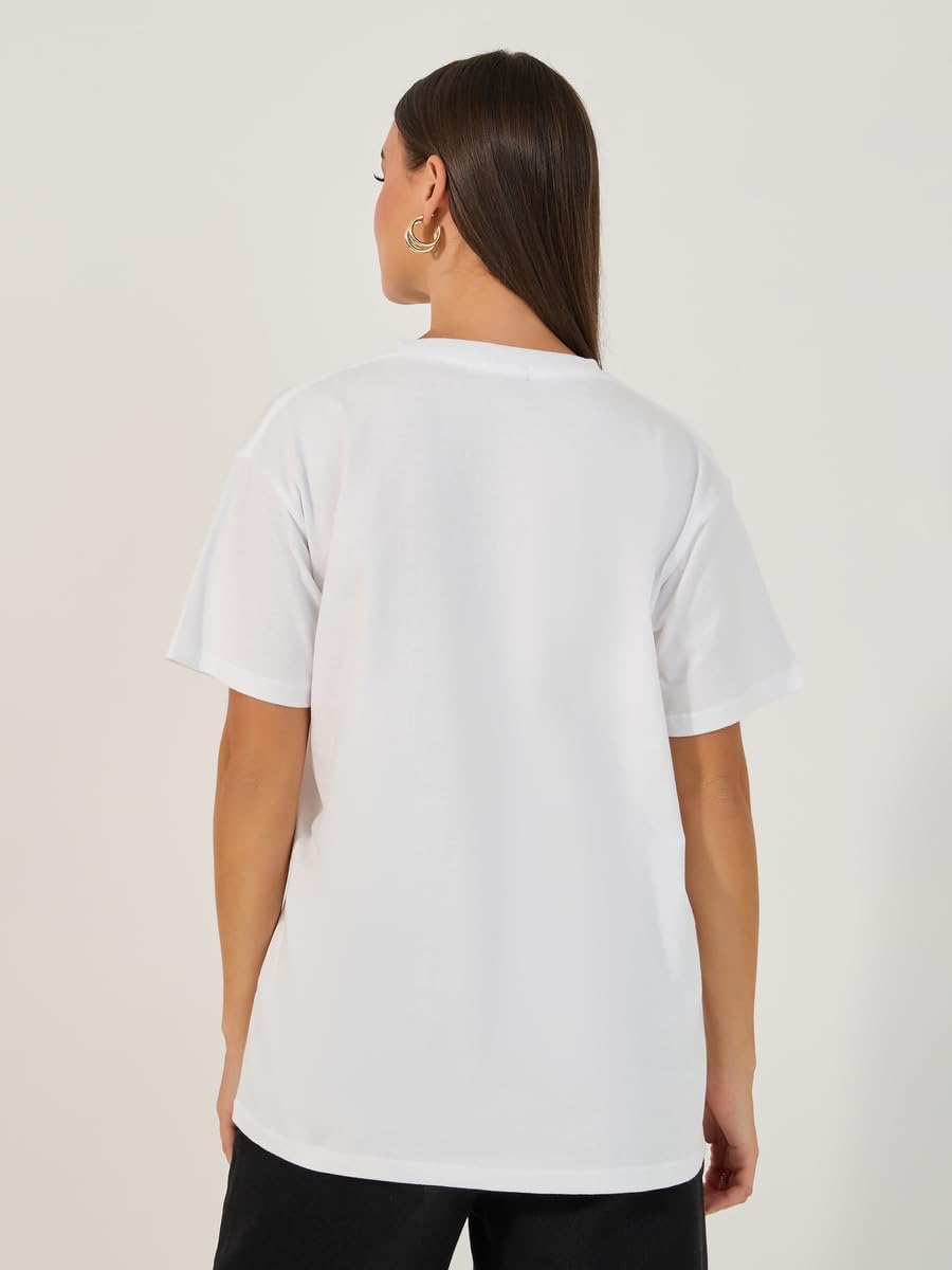 Styli Women's Oversized Short Sleeve Cat Graphic Round Neck T-Shirt 6 Styli Women's Oversized Short Sleeve Cat Graphic Round Neck T-Shirt - الصورة 6