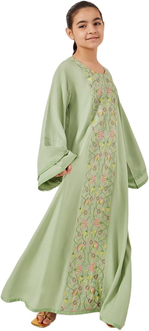 Styli Girls Embroidered Bell Sleeves Maxi Dress 1 Styli Girls Embroidered Bell Sleeves Maxi Dress