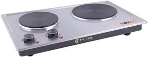 KOOLEN Electric Flat Stove Cooktop Countertop Stainless Steel (2 Burners - 2500W)
