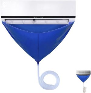1 pcs Air Conditioner Cleaning Cover,Split Cleaning Kit,Funnel Shape Split AC Cleaning Cover Bag with Water Pipe Wall Mounted Air Conditioning Cleaning Kit for Household AC Units(blue)
