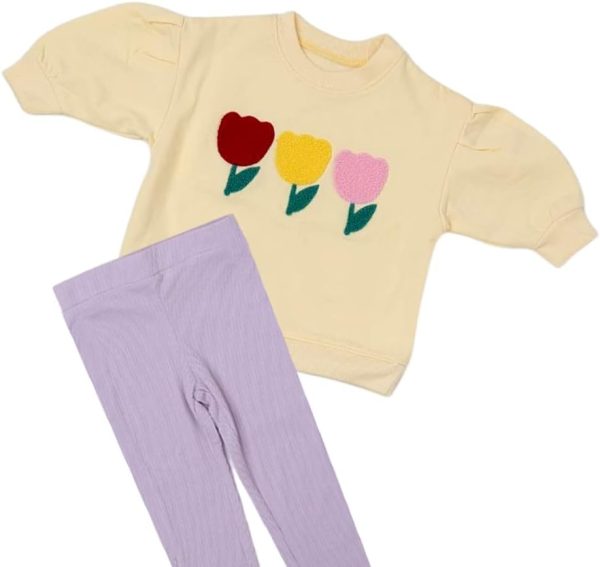 ⁦AIKO Girls Top and Leggings Two Piece Set AIKO-Kids Multicolor Top and Leggings Two Piece Set-3-4Y⁩ - الصورة ⁦2⁩