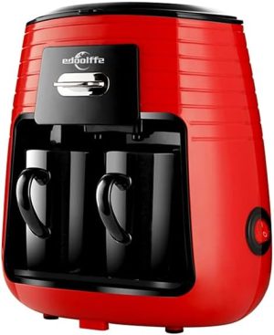 Edoolffe MD-235 Mini Drip Coffee Machine Tea Maker 250ml 450W with 2 Black Ceramic Cups