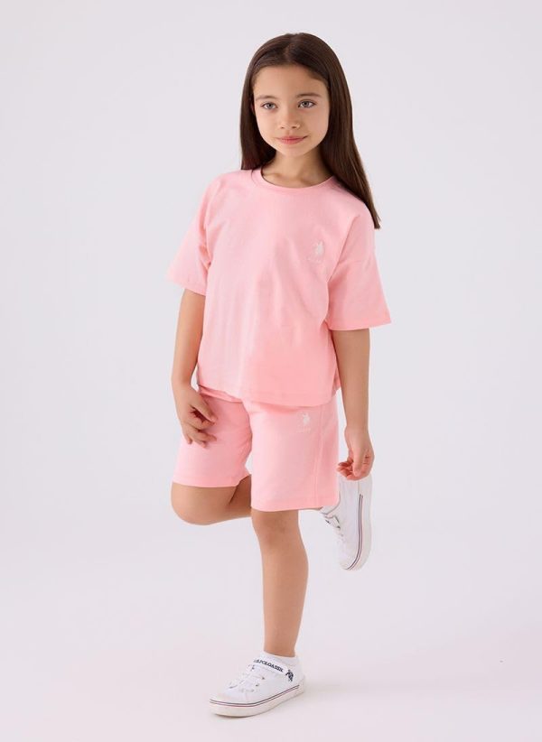 ⁦U.S. POLO ASSN. Girls Pink Bermuda Set⁩ - الصورة ⁦2⁩