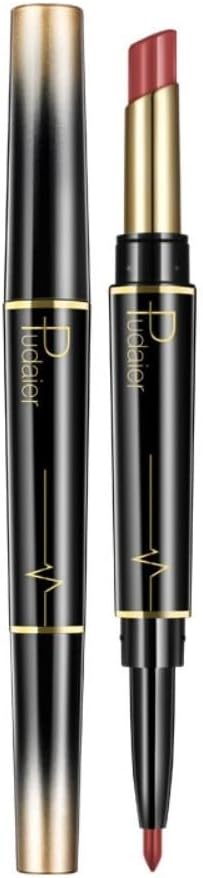 SKY-TOUCH Double Head Matte Lipstick + Lip Liner Pen Set 2 in 1 One Step Lips Makeup Waterproof Long Lasting Nude Velvet Pen, One Size 06#