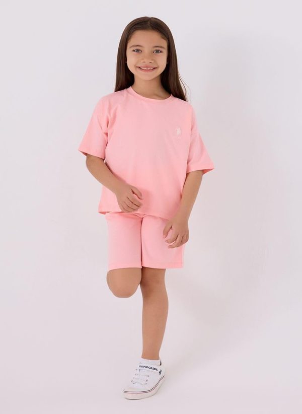 ⁦U.S. POLO ASSN. Girls Pink Bermuda Set⁩ - الصورة ⁦4⁩