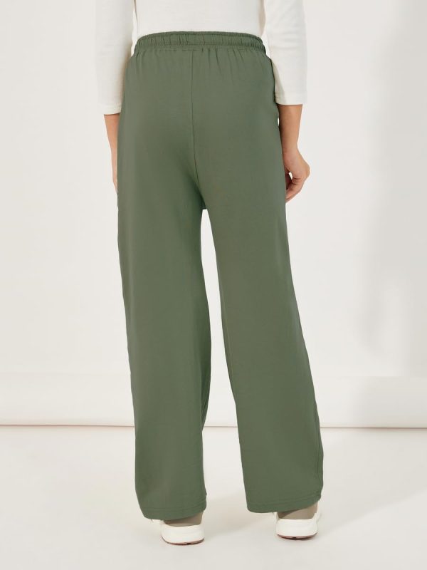 ⁦Styli Girls Elastic Waistband Wide Leg Joggers with Drawstring⁩ - الصورة ⁦5⁩