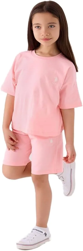 U.S. POLO ASSN. Girls Pink Bermuda Set