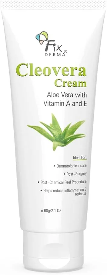 Fixderma Cleovera cream, Skin moisturizer with Aloe vera, reduces inflammation & redness, soothing & hydrating cream, Post surgery, after shaving & waxing cream, Paraben free- 60gm