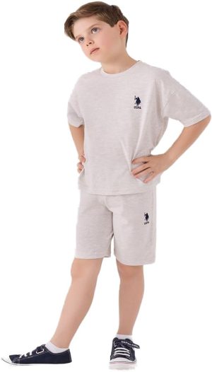 U.S. POLO ASSN. Boys Beige Bermuda Set