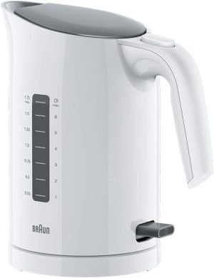 Braun Purease Wk 3100 Wh Electric Kettle 1.7 L White 2200 W Purease Wk 3100 Wh, 1.7 L, 2200 W, White, Water Level Indicator, Overheat Protection, Cordless"Min 1 year manufacturer warranty"