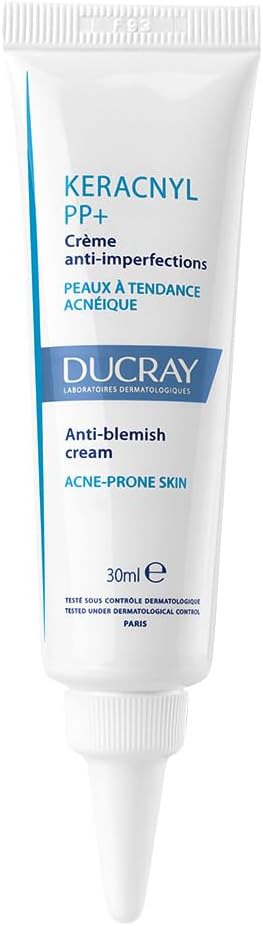 Ducray Keracnyl PP+ Anti-Blemish Cream - Eliminates Inflamed Spots and Limits The Appearance of Marks - Fragrance-Free, Non Comedogenic - 30ml Tube